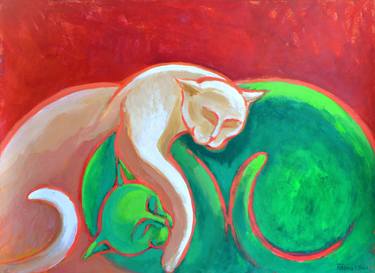 Print of Cats Paintings by Tana Mirra