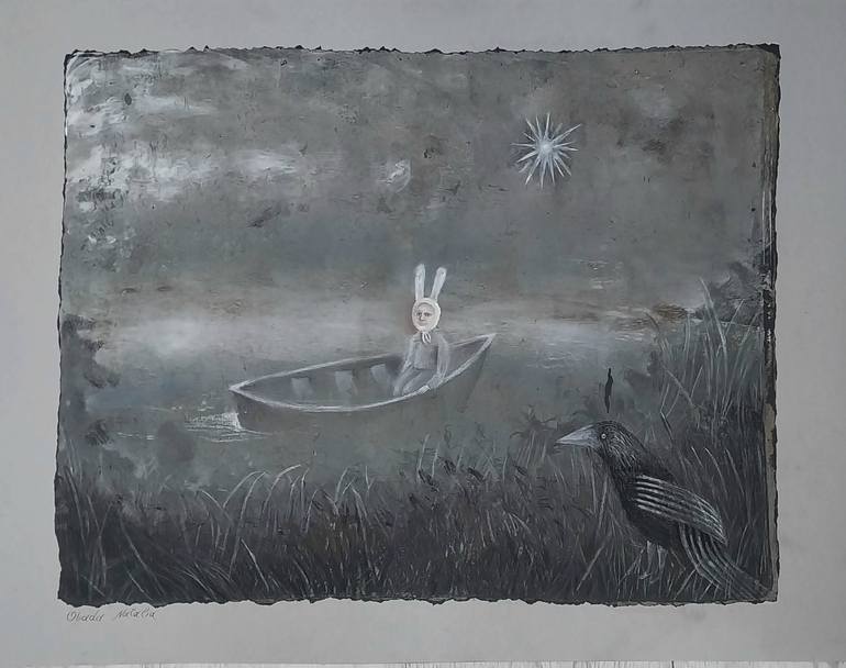 Original Fantasy Mixed Media by Natalia Obada | Contemporary Art on Acrylic | The Dream Traveler