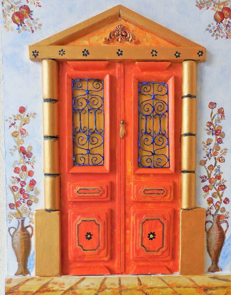 Traditional Mediterranean-Greek front door- Mediterranean aesthetic - Print