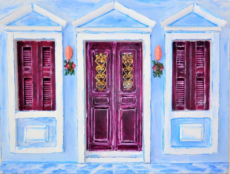 Traditional-Folk Greek facade - Print