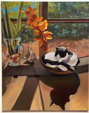 Original Contemporary Cats Paintings by marla faith