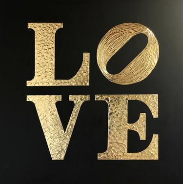 „Love“ 3 d textured black and gold leaf - inspired by Indiana, thumb