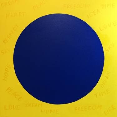 „Peaceful sky“ -  blue yellow geometric minimalism thumb