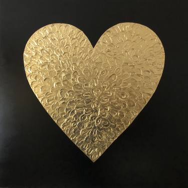 Heart in gold - 3D love black and gold leaf minimalism Pop Art thumb