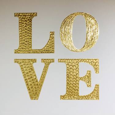 Love - 3D textured white and gold leaf thumb