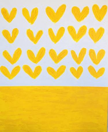 Yellow hearts - 3d minimalism abstract Pop Art thumb