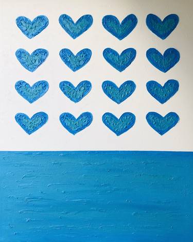 Blue hearts - 3d minimalism abstract Pop Art thumb
