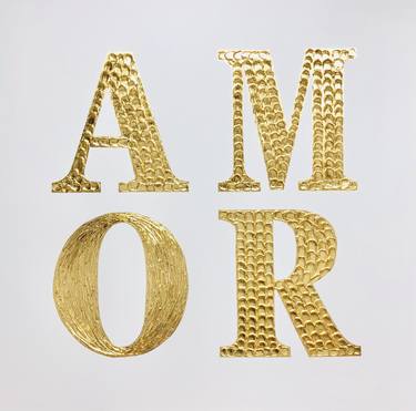 Amor - Love, 3D gold on white plaster thumb