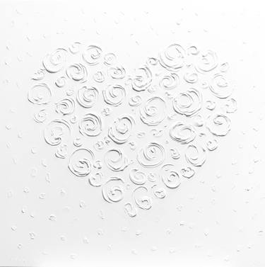Heart in white - 3 D textured minimalistic Pop Art thumb