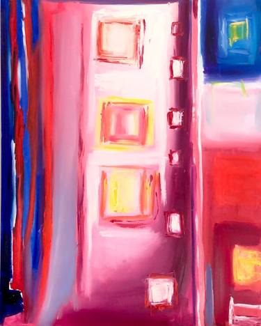 Red, Blue Abstract painting, oil on canvas thumb