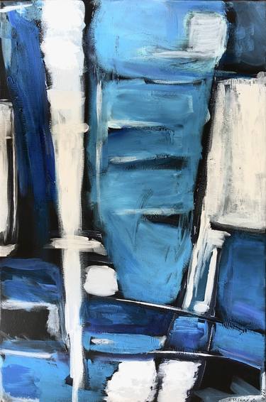 Blue Abstract geometric, acrylic on canvas thumb