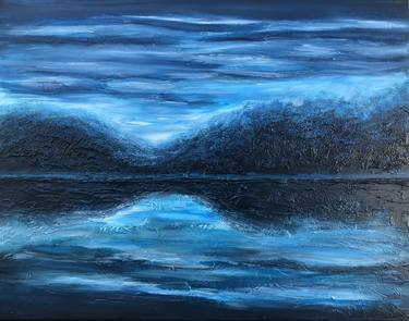 NIGHT SEA, XXL Large abstract modern original textured painting thumb
