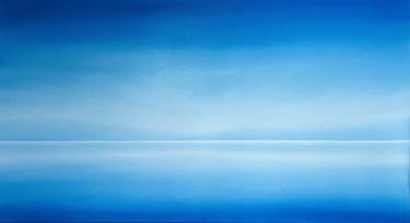 "Light blue sea in sunny weather" water, sky oil painting thumb