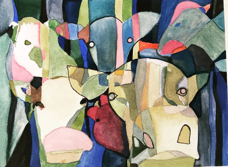 Cows in Abstract Painting by Sophie Joanne Burns Saatchi Art