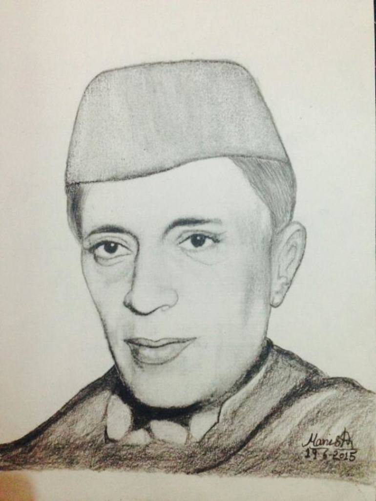 pandit jawhar lal nehru Drawing by manish kumar | Saatchi Art