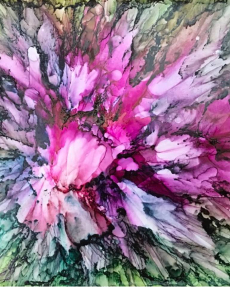 Abstract floral purple rose Painting by Trish Jullian Saatchi Art