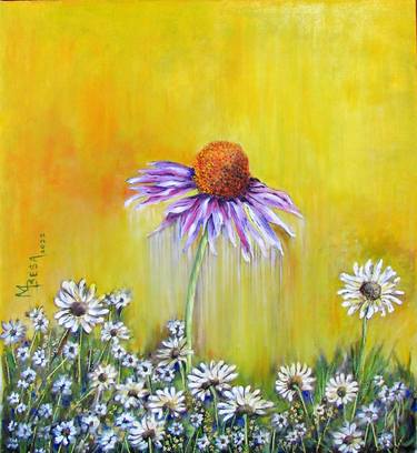 A Coneflower Amid a Field of Daisies thumb