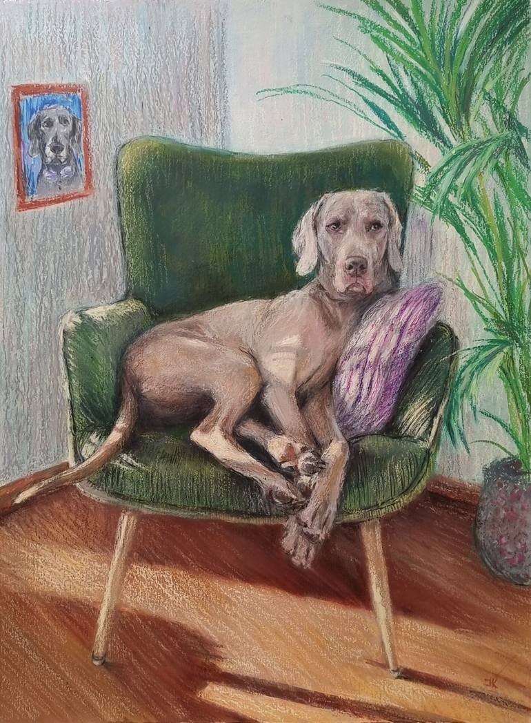 Original Contemporary Dogs Drawings by Irina Kryuchkova