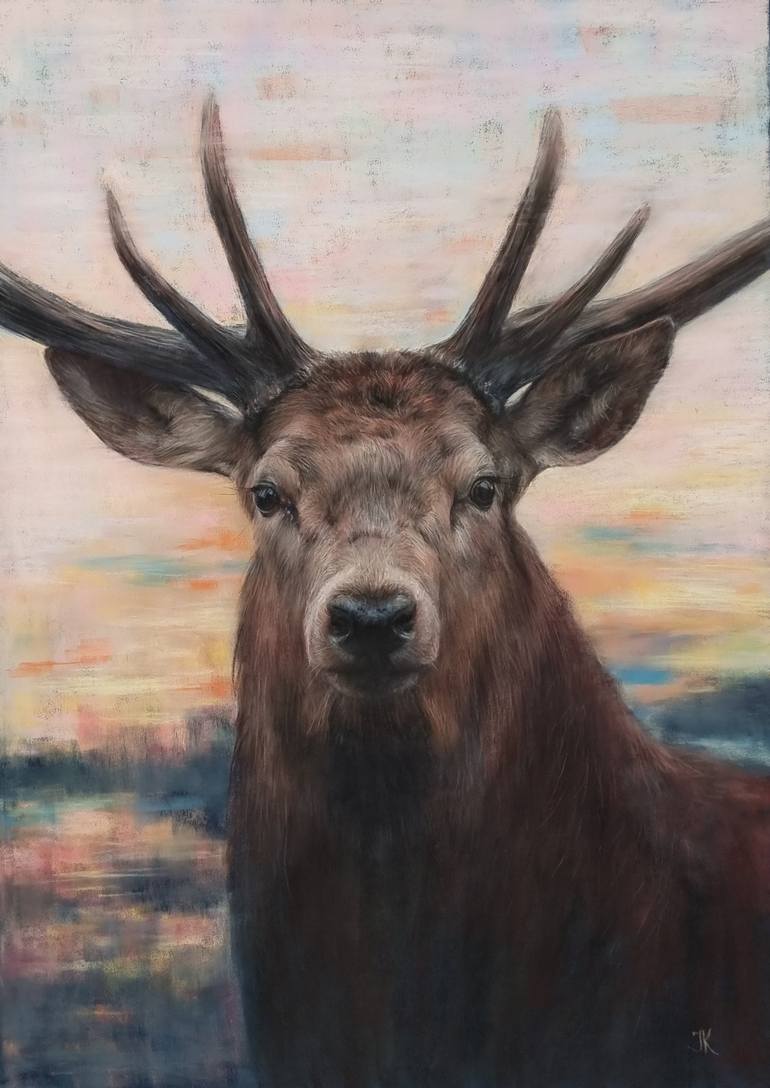 Original Animal Drawing by Irina Kryuchkova | Realism Art on Pressed Cardboard | Guardian of the Dawn