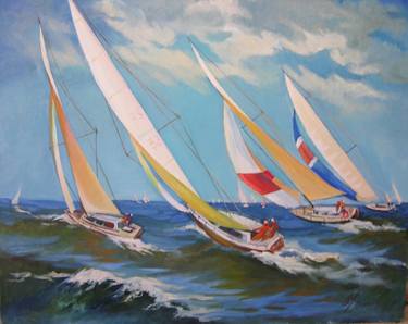 Print of Expressionism Sailboat Paintings by Evgeniya Buyanova