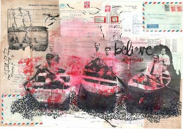 Print of Abstract Boat Collage by Nora Bland