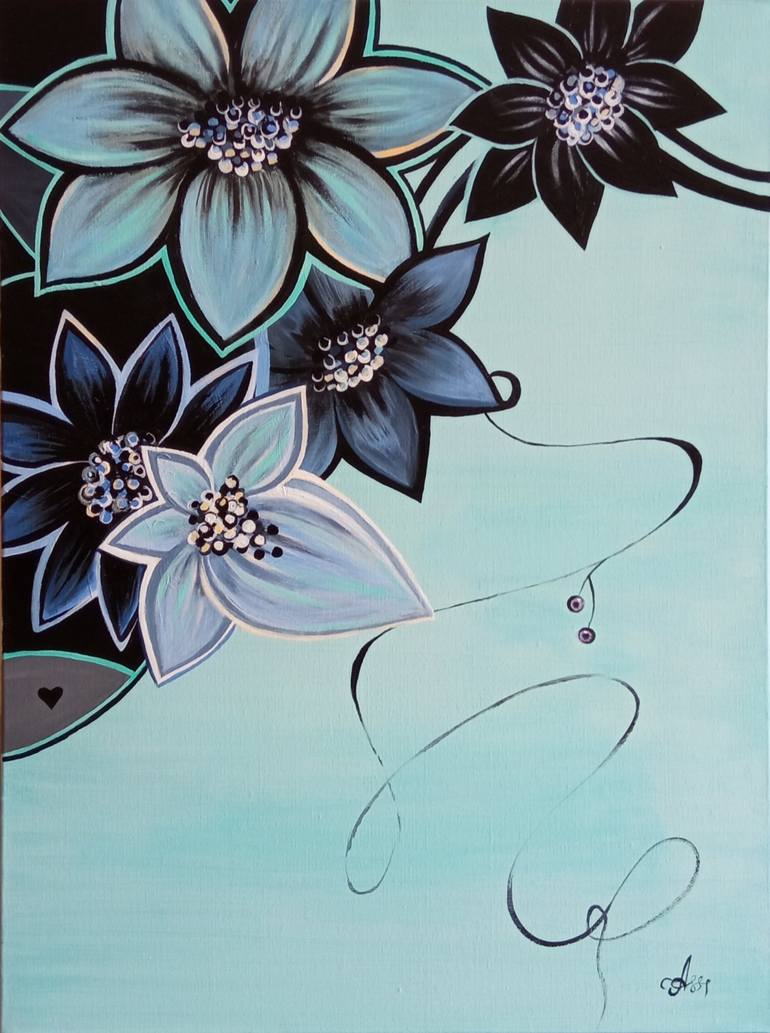 Original Floral Painting by Ellada Amvrosiadou