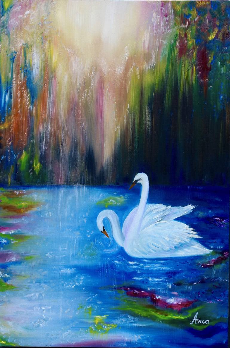 abstract swan painting