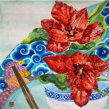 Original Realism Floral Paintings by Fanny Tang