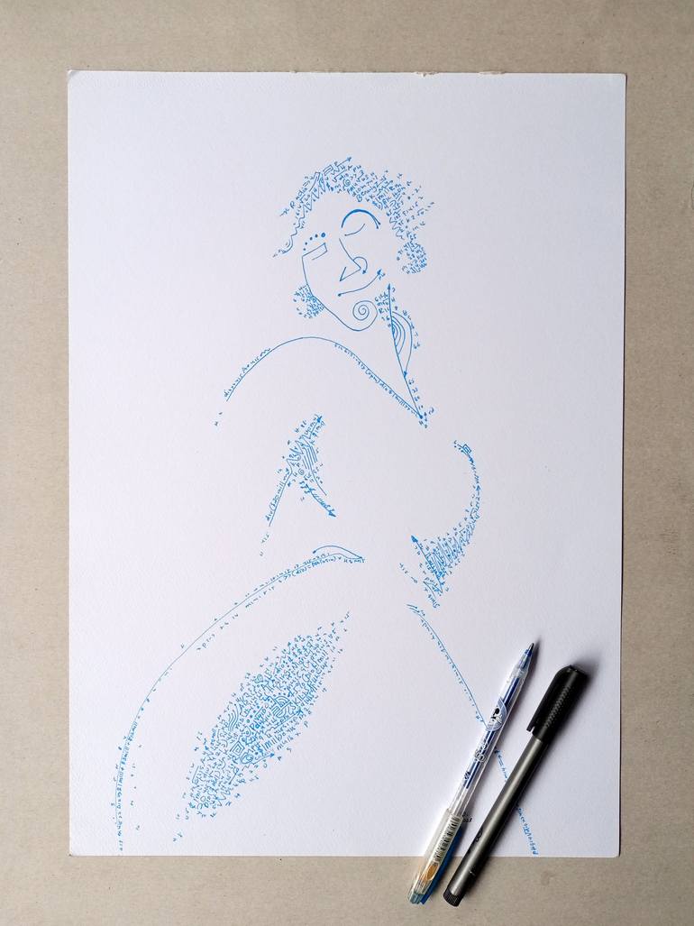 Original Nude Drawing by Diogenis Papadopoulos