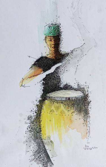 Original Impressionism Music Drawings by Diogenis Papadopoulos