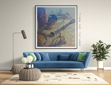 Large Signed Wall Art,  Paper Collage,  "Broken Guitar" thumb