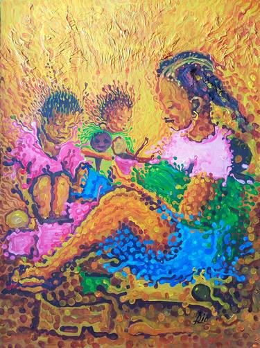 Print of Impressionism Children Paintings by Diogenis Papadopoulos
