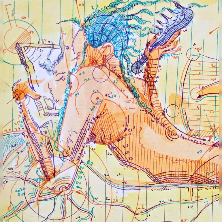 Original Expressionism Nude Painting by Diogenis Papadopoulos