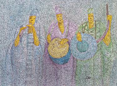 Mathematical Drawing of three Musicians, "Musical Trio" Wall Art thumb