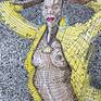•Materials: inkpen, card board, watercolour



A graceful woman captured in this painting with aunique style. I scribbled mathematical equationss symbols lines and shapes across the entire painting, accentuating the nubile beauty of the subject.
