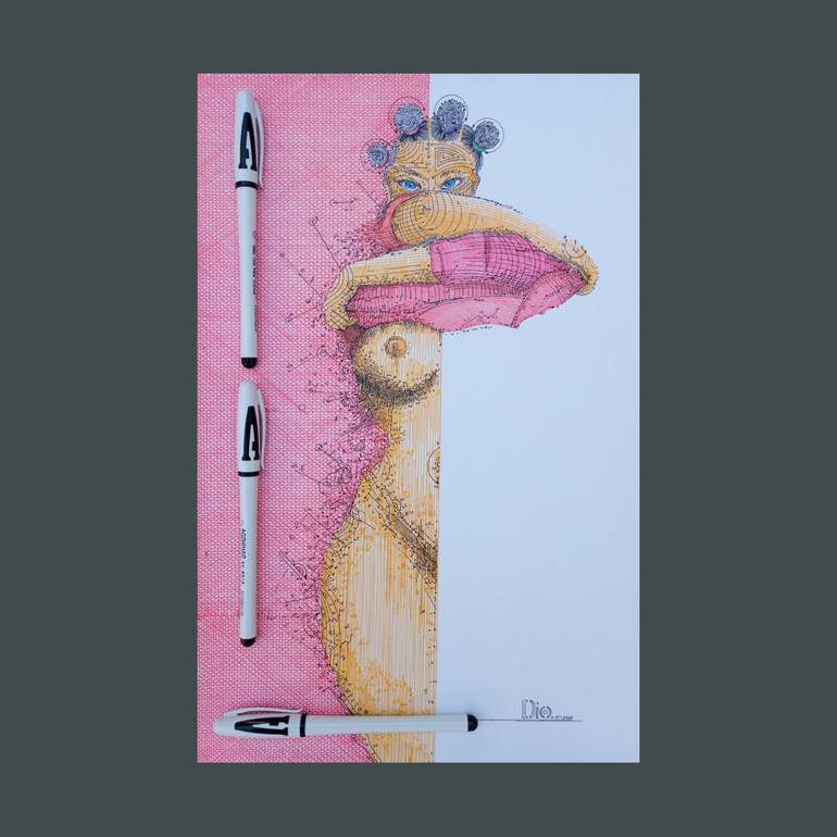 Original Other Nude Drawing by Diogenis Papadopoulos