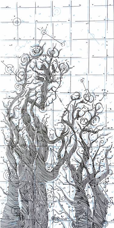 Mother and Child/ Tree Art / Mathematical Drawing thumb