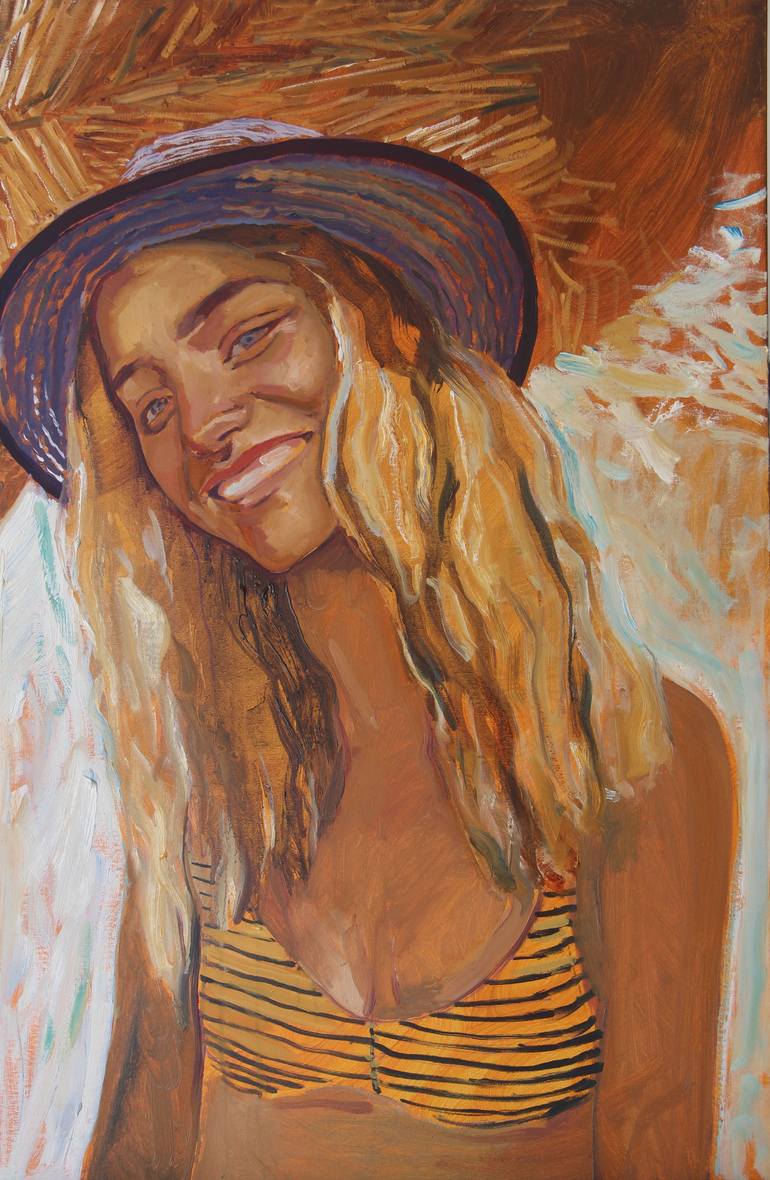 Original Figurative Beach Painting by Mariia Zhurykova