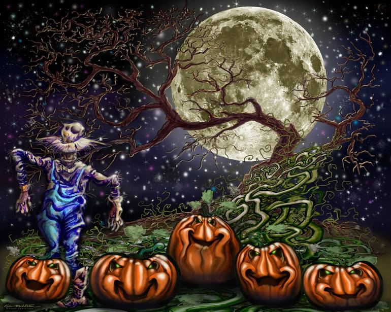 spooky pumpkin patch art