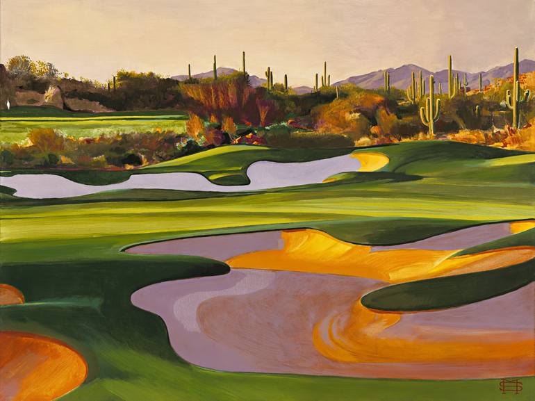 Desert Golf Course Painting By Michael Stoyanov Saatchi Art