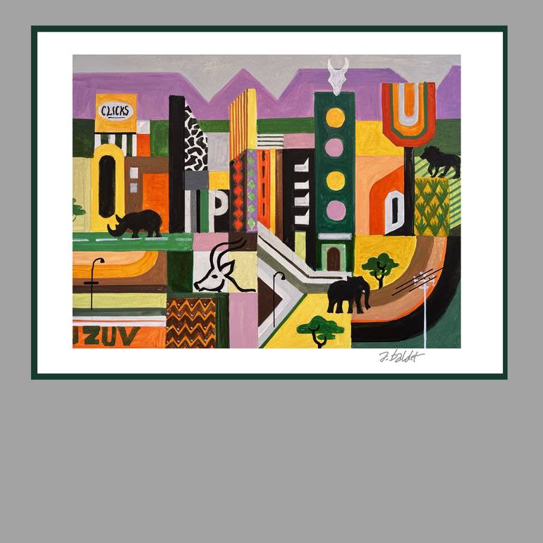 Original Cubism Cities Painting by Andre Baldet
