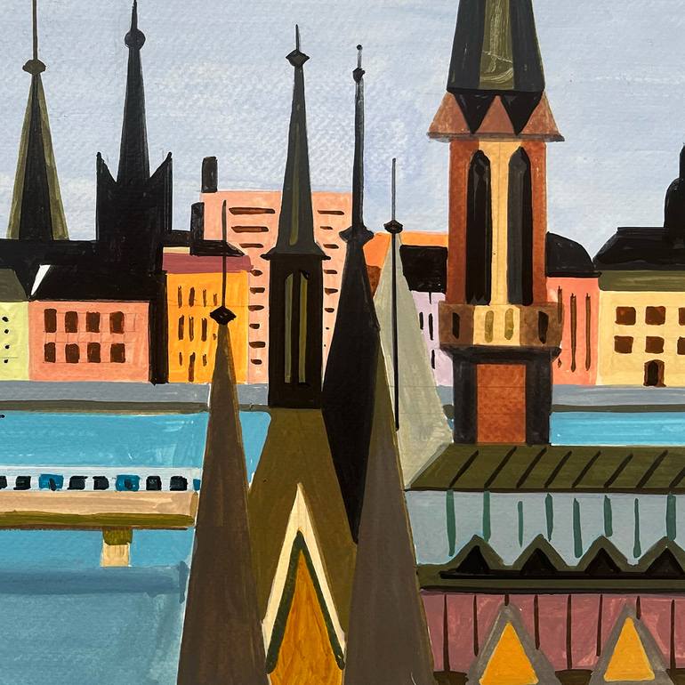 Original Cubism Cities Painting by Andre Baldet