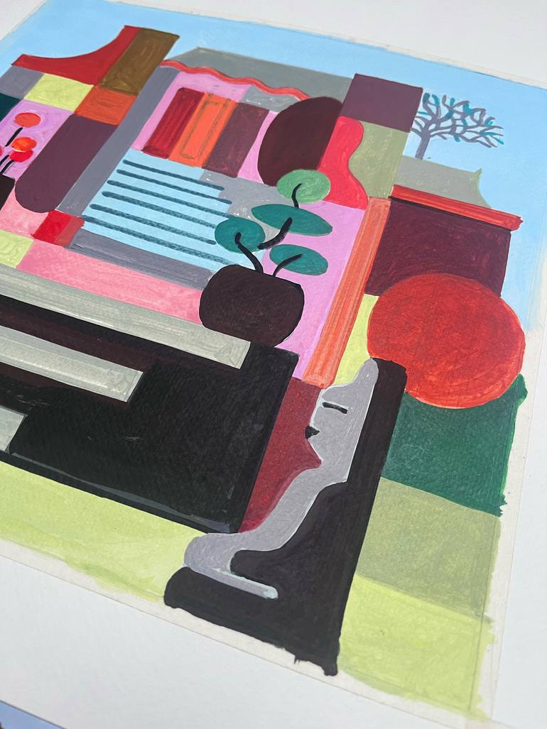 Original Cubism Cities Painting by Andre Baldet