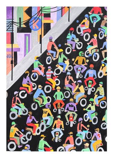 Original Figurative Cities Painting by Andre Baldet