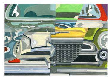 Print of Cubism Automobile Paintings by Andre BALDET