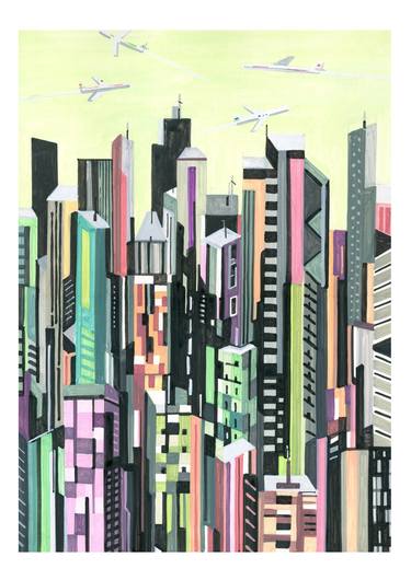 Print of Cubism Cities Paintings by Andre BALDET