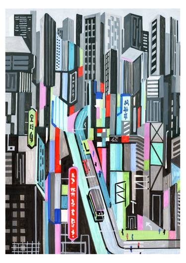 Original Cubism Cities Paintings by Andre BALDET