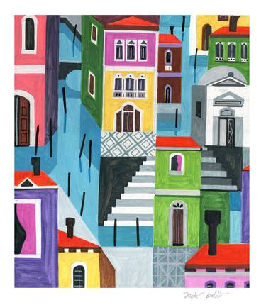 Print of Cubism Cities Paintings by Andre BALDET
