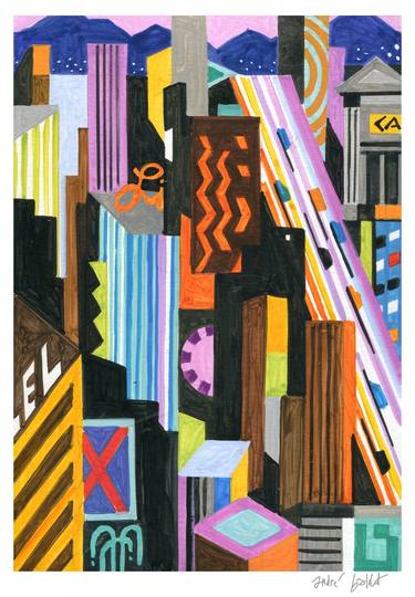 Print of Cubism Cities Paintings by Andre BALDET