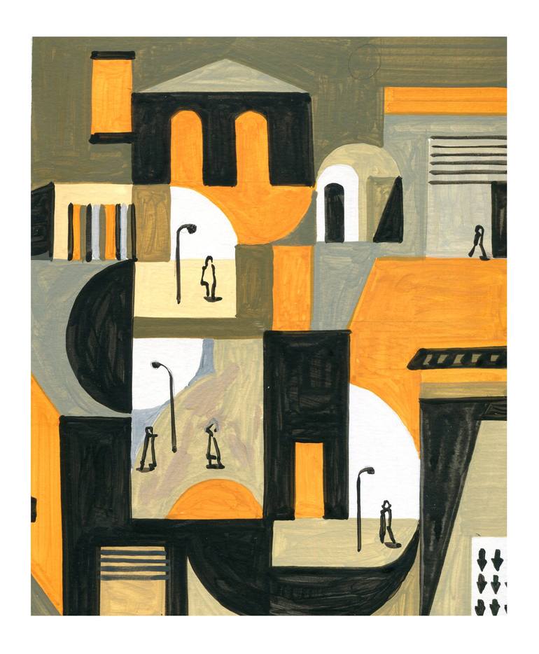 Print of Cubism Architecture Paintings by Andre Baldet